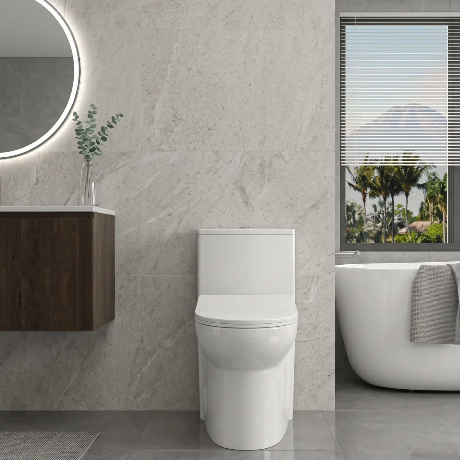 Alesund - Ceramic One-Piece S-Trap Dual-Flush Elongated Toilet Bowl with Modern Design - Image 4