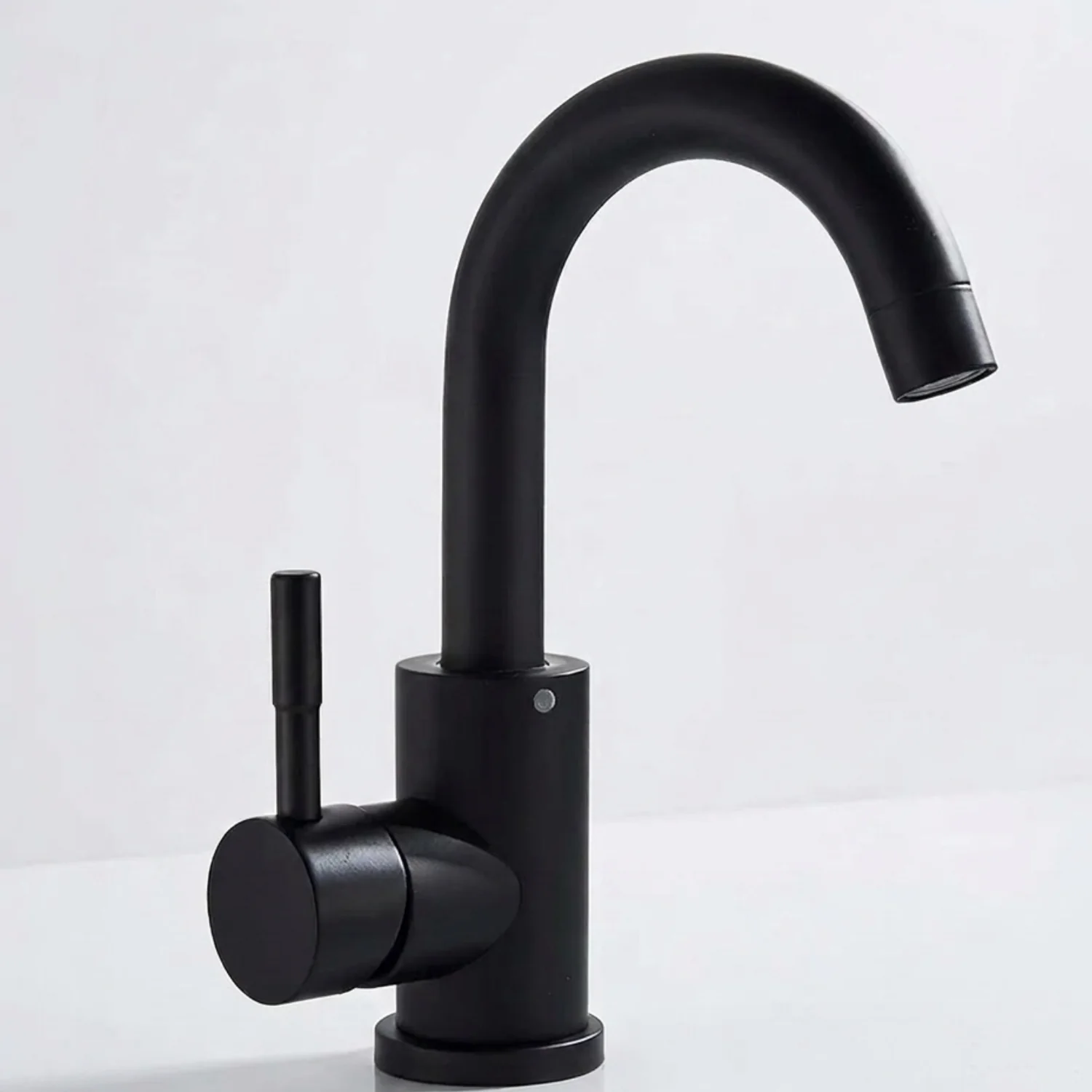 Copenhagen Gooseneck - Stainless Steel Bathroom Basin Faucet – Hot & Cold Mixer, 360° Rotating Single Handle Sink Tap - Image 2