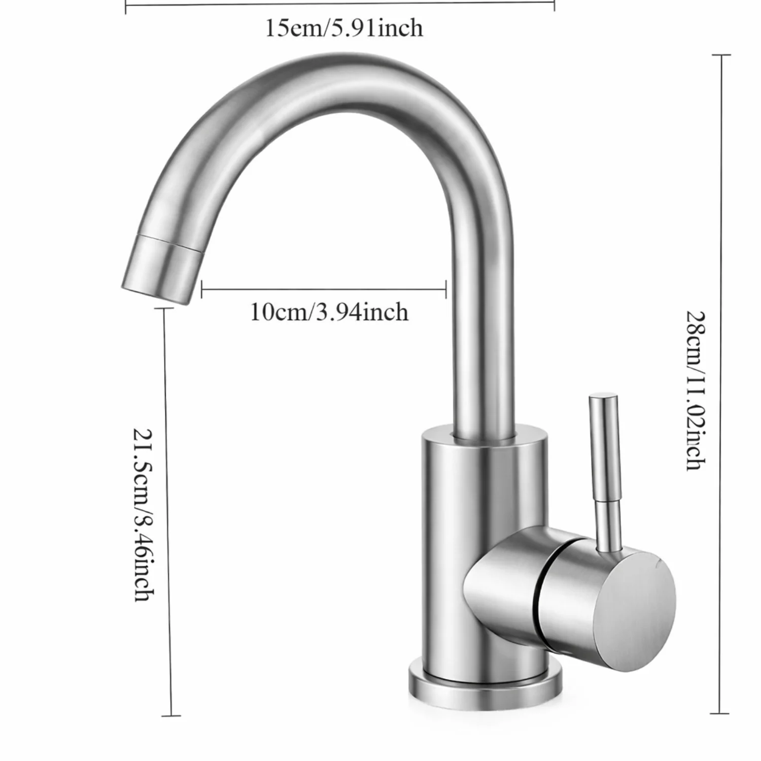 Copenhagen Gooseneck - Stainless Steel Bathroom Basin Faucet – Hot & Cold Mixer, 360° Rotating Single Handle Sink Tap - Image 9