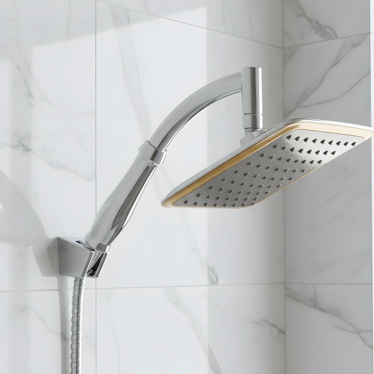 Falun - 9-Inch 360° Rotating Rainfall Shower Head Set with Handheld, Extension Arm, Chrome ABS (Water Saving) - Image 4