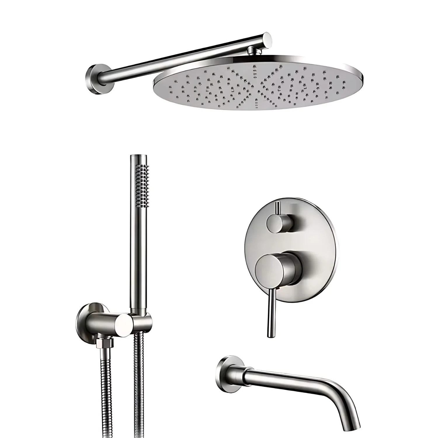 Faroe - Three Way Bathroom Shower Faucet Set with Rainfall Head, Hand Shower & Tub Spout –with Brass Hot Cold Mixer Tap - Image 10
