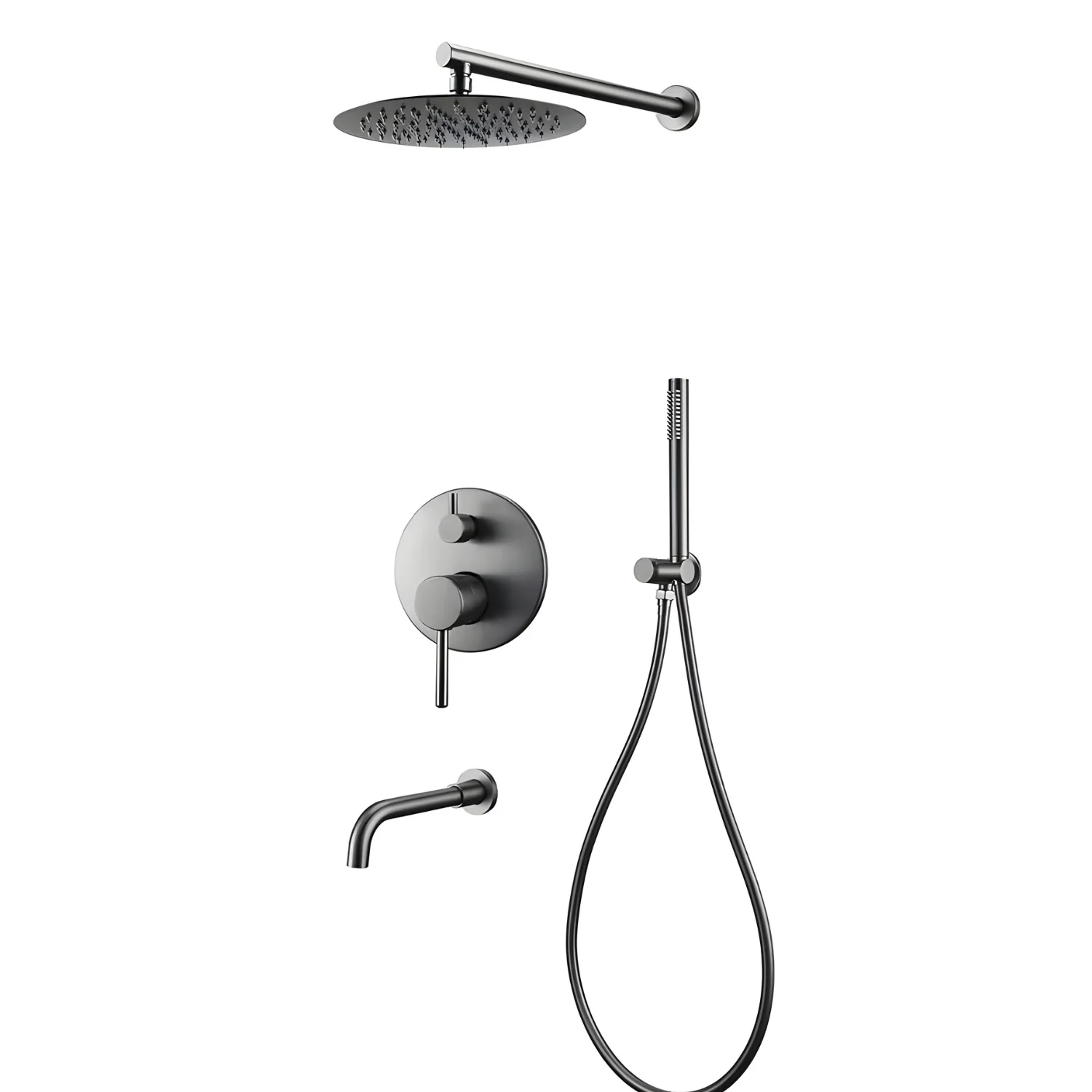 Faroe - Three Way Bathroom Shower Faucet Set with Rainfall Head, Hand Shower & Tub Spout –with Brass Hot Cold Mixer Tap - Image 4