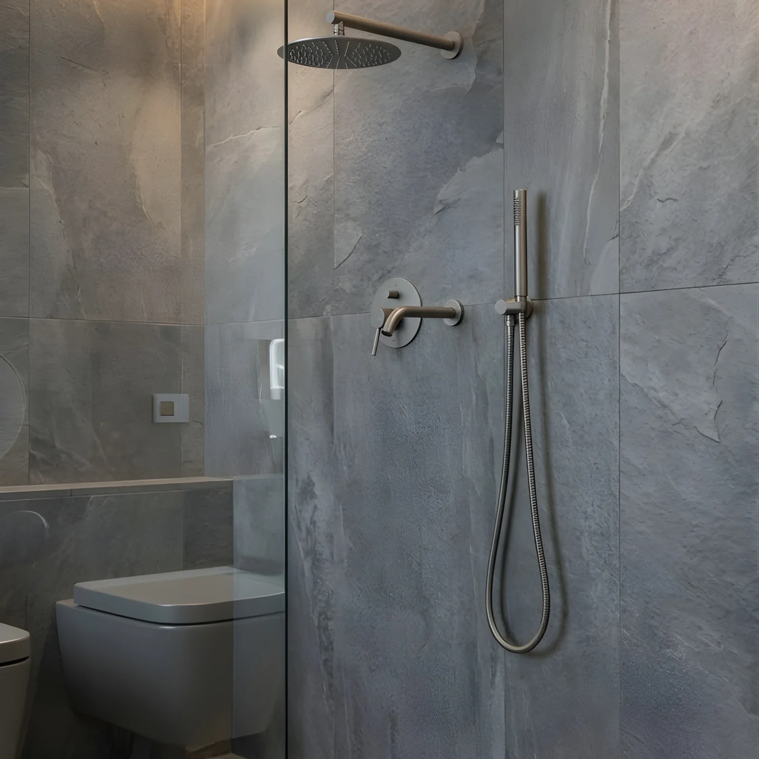 Faroe - Three Way Bathroom Shower Faucet Set with Rainfall Head, Hand Shower & Tub Spout –with Brass Hot Cold Mixer Tap - Image 6
