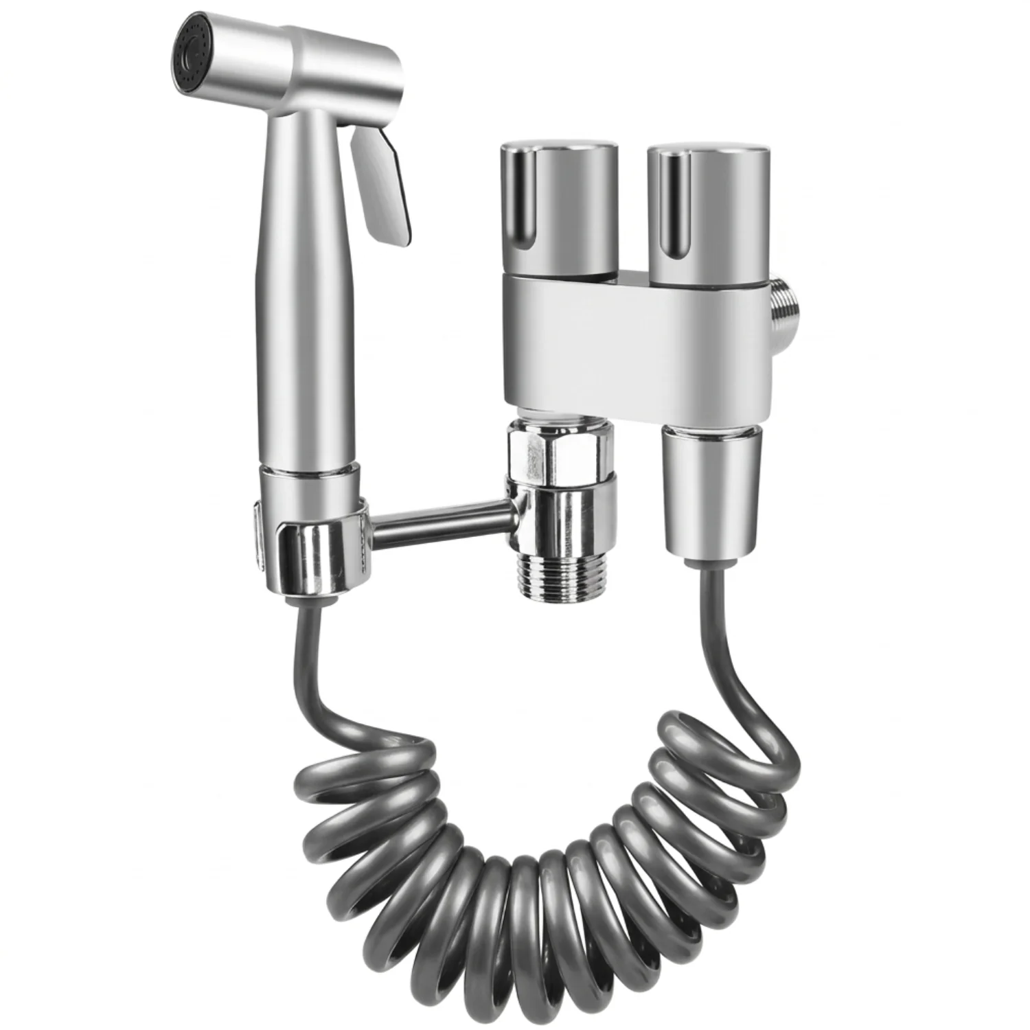 Glomma - Stainless Steel Bidet Spray Gun Set – Handheld Toilet Hygienic Shower with Double Outlet Angle Valve - Image 6