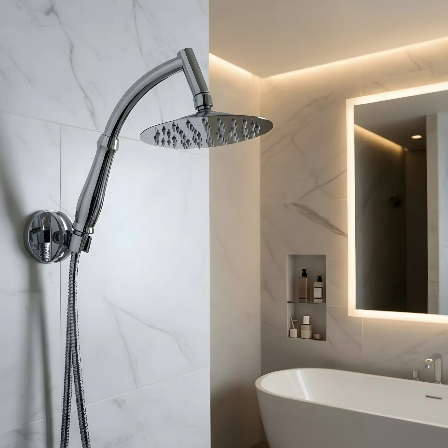 Lulea - Ultra-Thin Stainless Steel Rainfall Shower Head with 360° Swivel & Anti-Clog Nozzles - Image 6