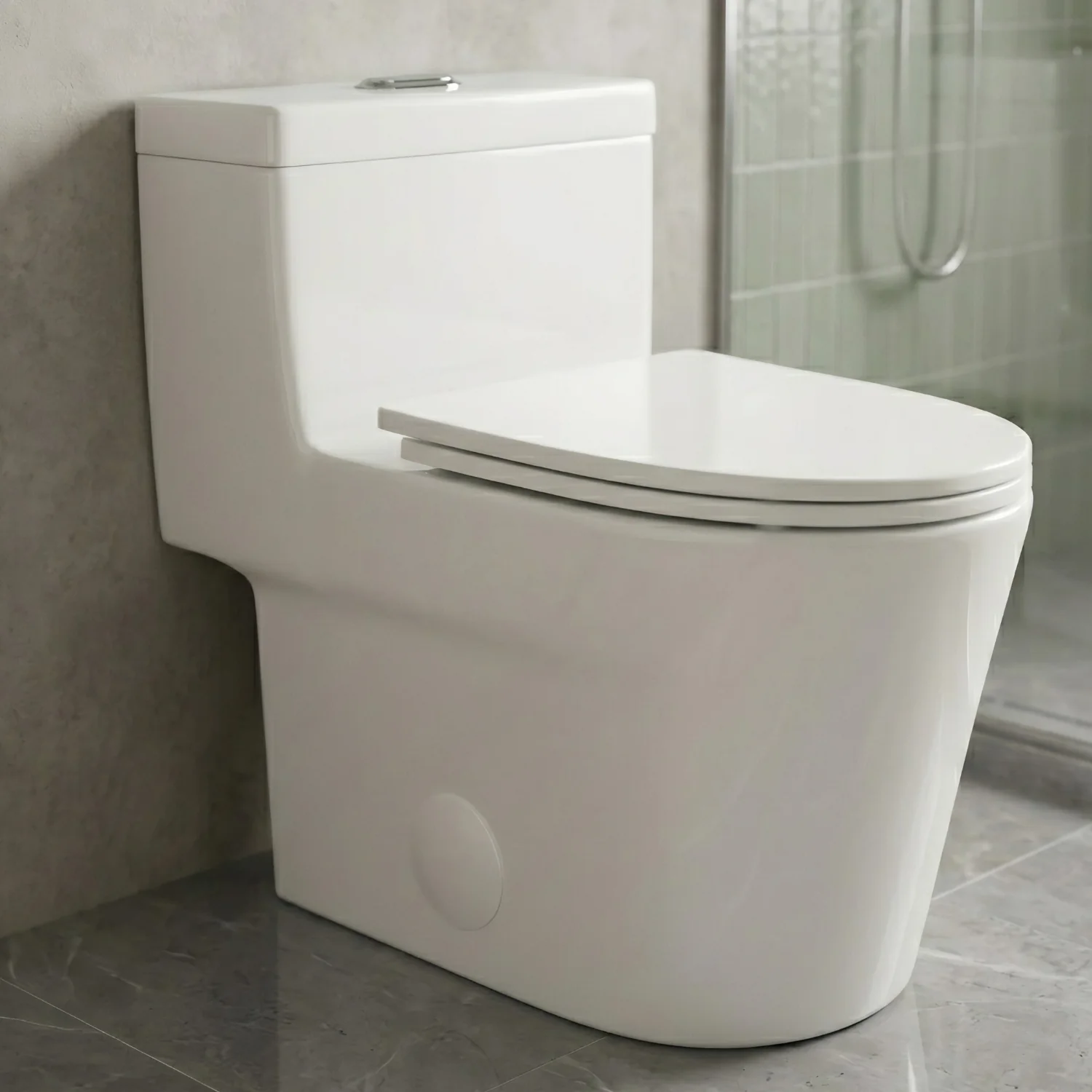 Are - One-Piece 1.1/1.6 GPF Dual Flush Round Toilet in White Soft Close Seat Included - Image 10