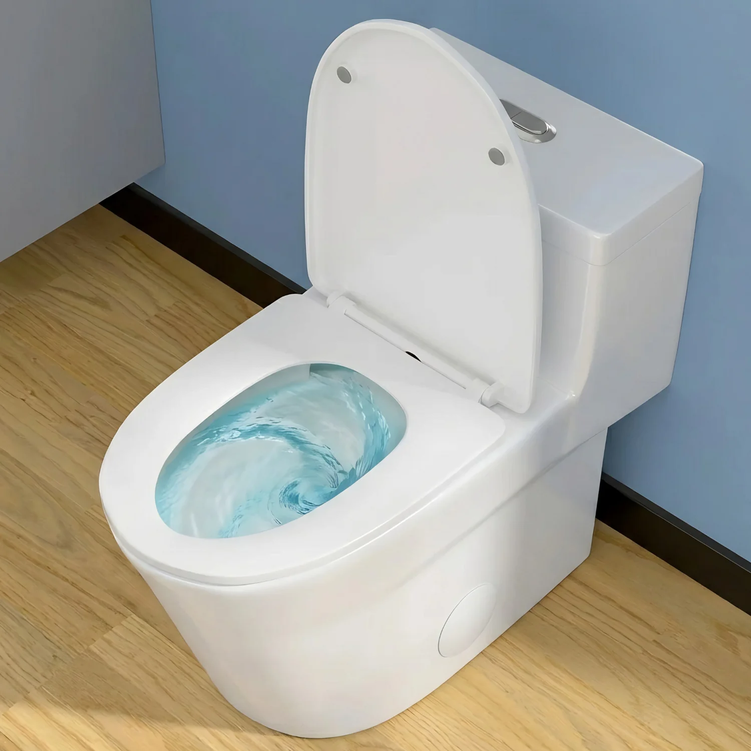 Are - One-Piece 1.1/1.6 GPF Dual Flush Round Toilet in White Soft Close Seat Included - Image 11