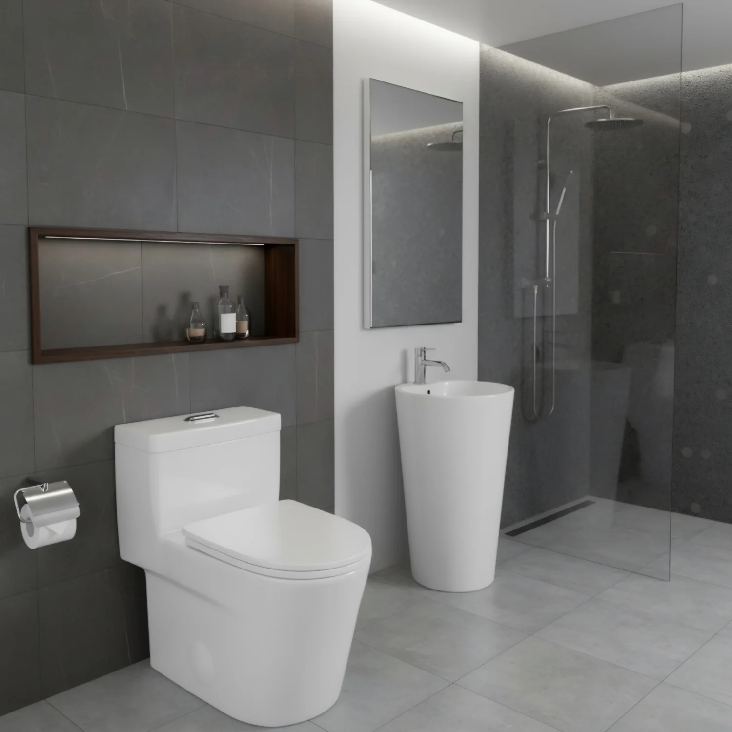 Are - One-Piece 1.1/1.6 GPF Dual Flush Round Toilet in White Soft Close Seat Included - Image 12