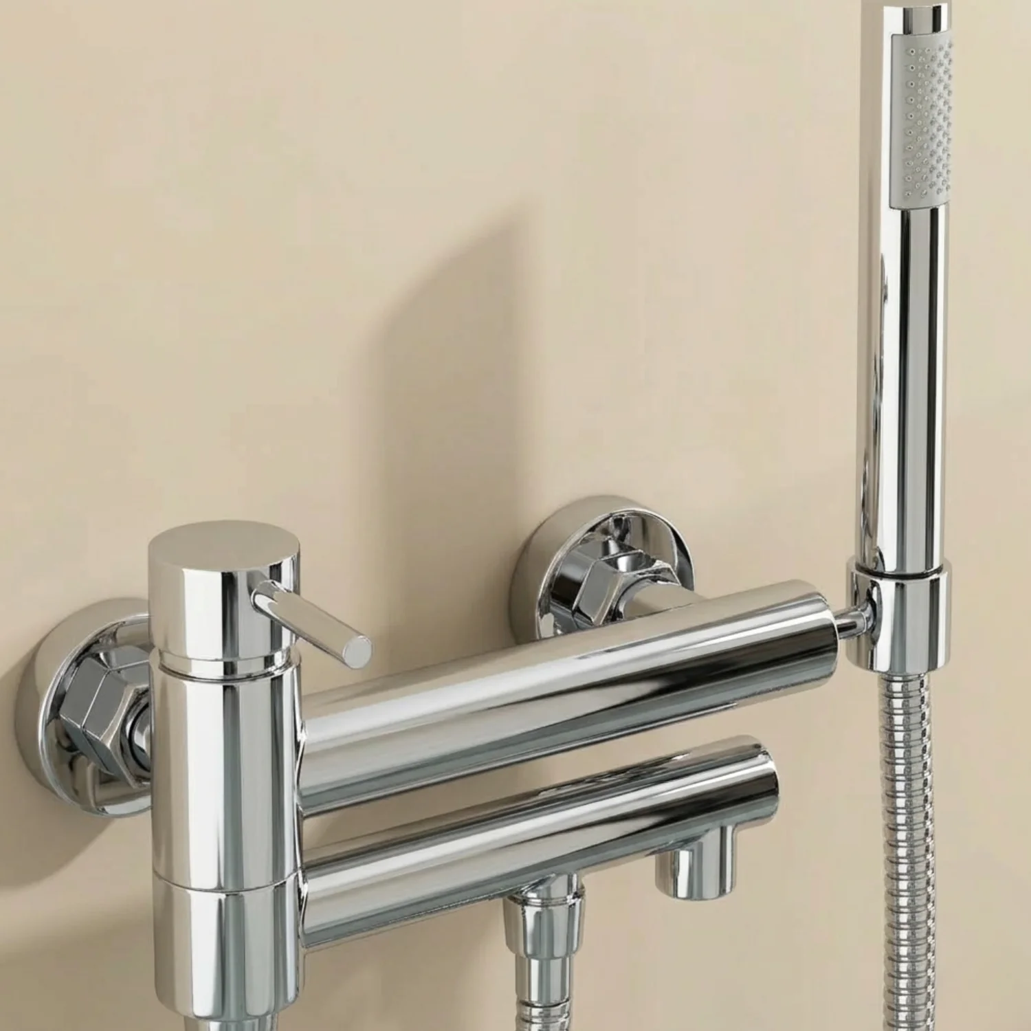 Malmo - Bathroom Bathtub Shower Faucet with Swivel Tub Spout and Handhold Shower Brass Wall Mounted Hot Cold Water Mixer Bath Tap - Image 12