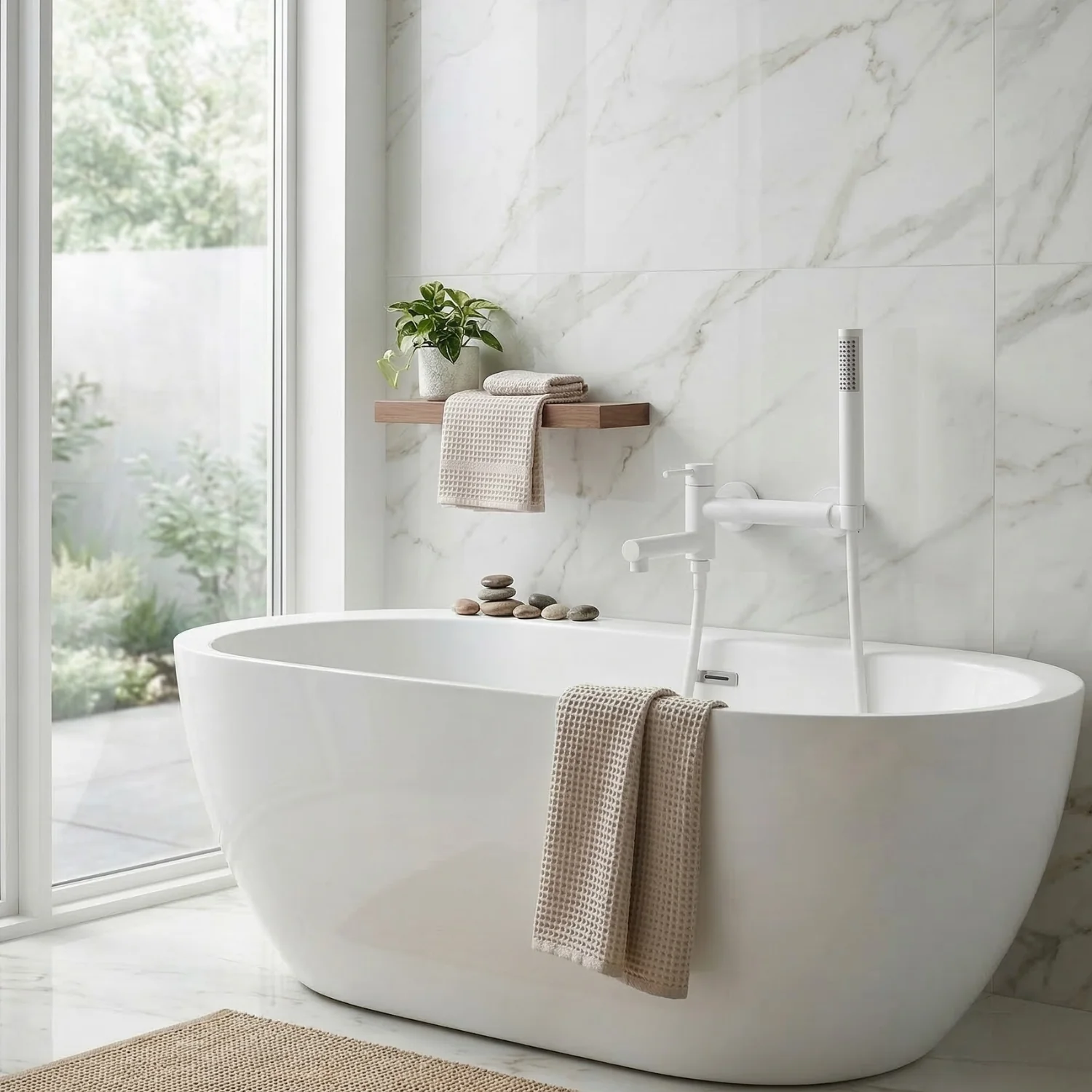 Malmo - Bathroom Bathtub Shower Faucet with Swivel Tub Spout and Handhold Shower Brass Wall Mounted Hot Cold Water Mixer Bath Tap - Image 17
