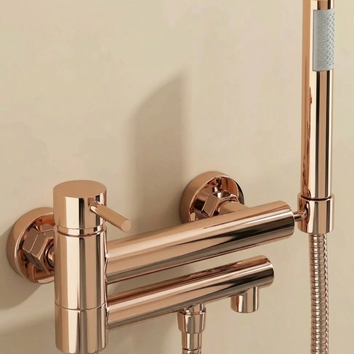 Malmo - Bathroom Bathtub Shower Faucet with Swivel Tub Spout and Handhold Shower Brass Wall Mounted Hot Cold Water Mixer Bath Tap - Image 5