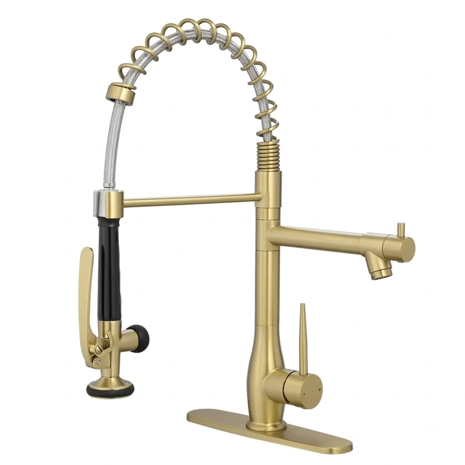 Oulanka - Commercial Single-Handle Kitchen Faucet  with Dual-Outlet High-Arc Spring Sink Tap - Image 11
