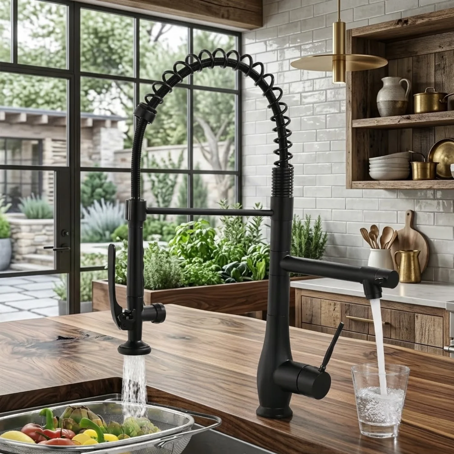 Oulanka - Commercial Single-Handle Kitchen Faucet  with Dual-Outlet High-Arc Spring Sink Tap - Image 5