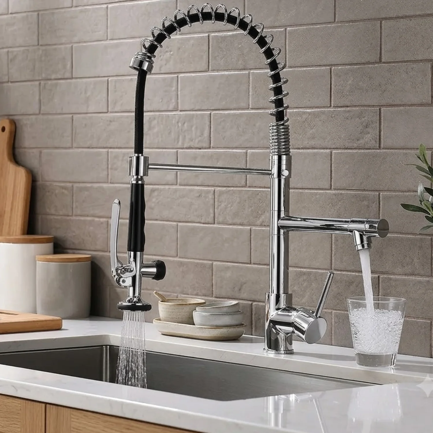 Tyresta - Modern Pull-Out Kitchen Faucet – Single Handle Solid Brass Mixer Tap - Image 7