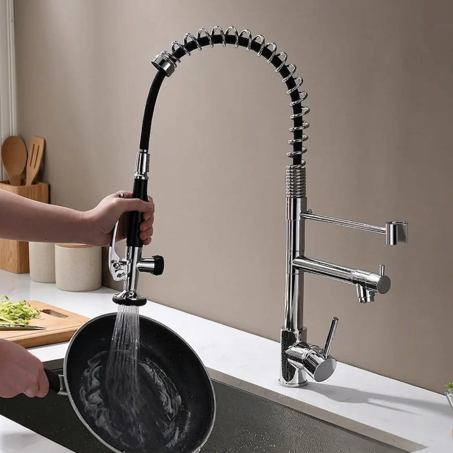 Tyresta - Modern Pull-Out Kitchen Faucet – Single Handle Solid Brass Mixer Tap - Image 9