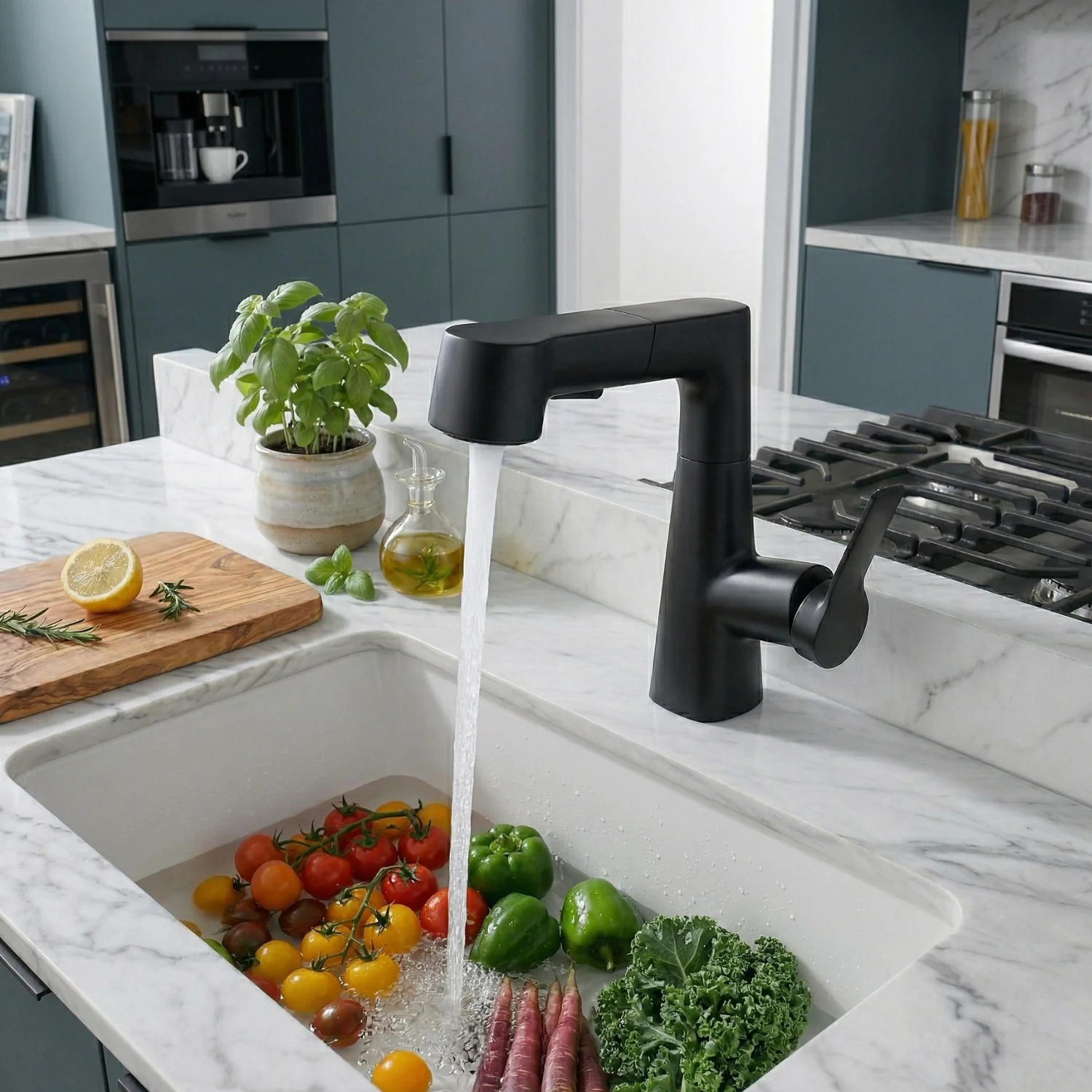 Skagen - Pull Out Lift Faucet 360° Rotatable Stainless Steel Sink Faucet with Pull-Out Sprayer - Image 2