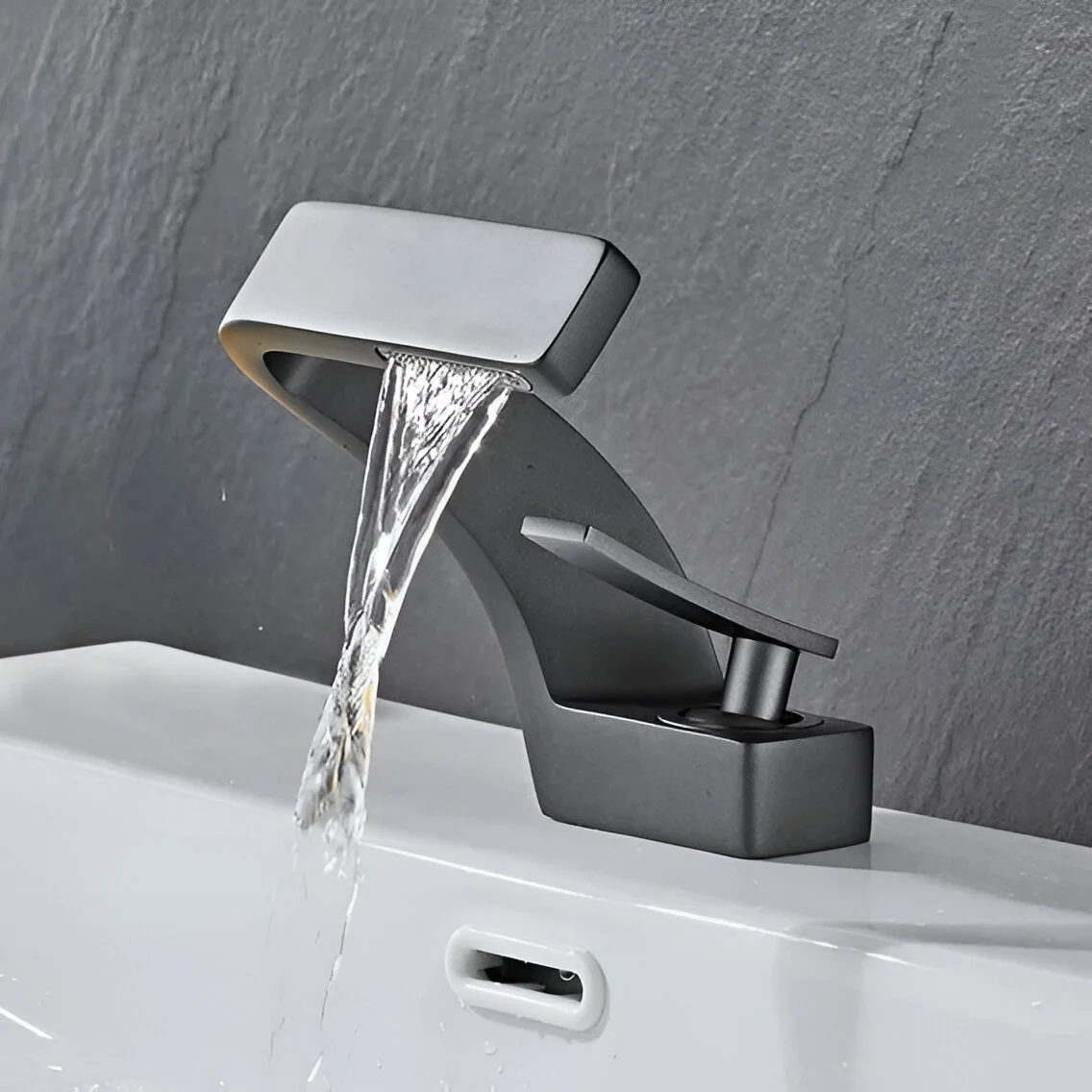 Solna - Waterfall Single Lever Brass Bathroom Sink Faucet - Image 10