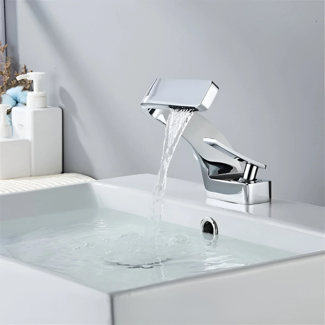 Solna - Waterfall Single Lever Brass Bathroom Sink Faucet - Image 14