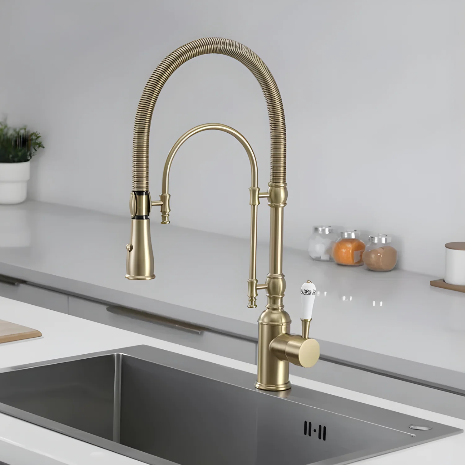 Visby - 360° Pull-Down Kitchen Faucet with Spring Spout Hot & Cold Mixer - Image 10